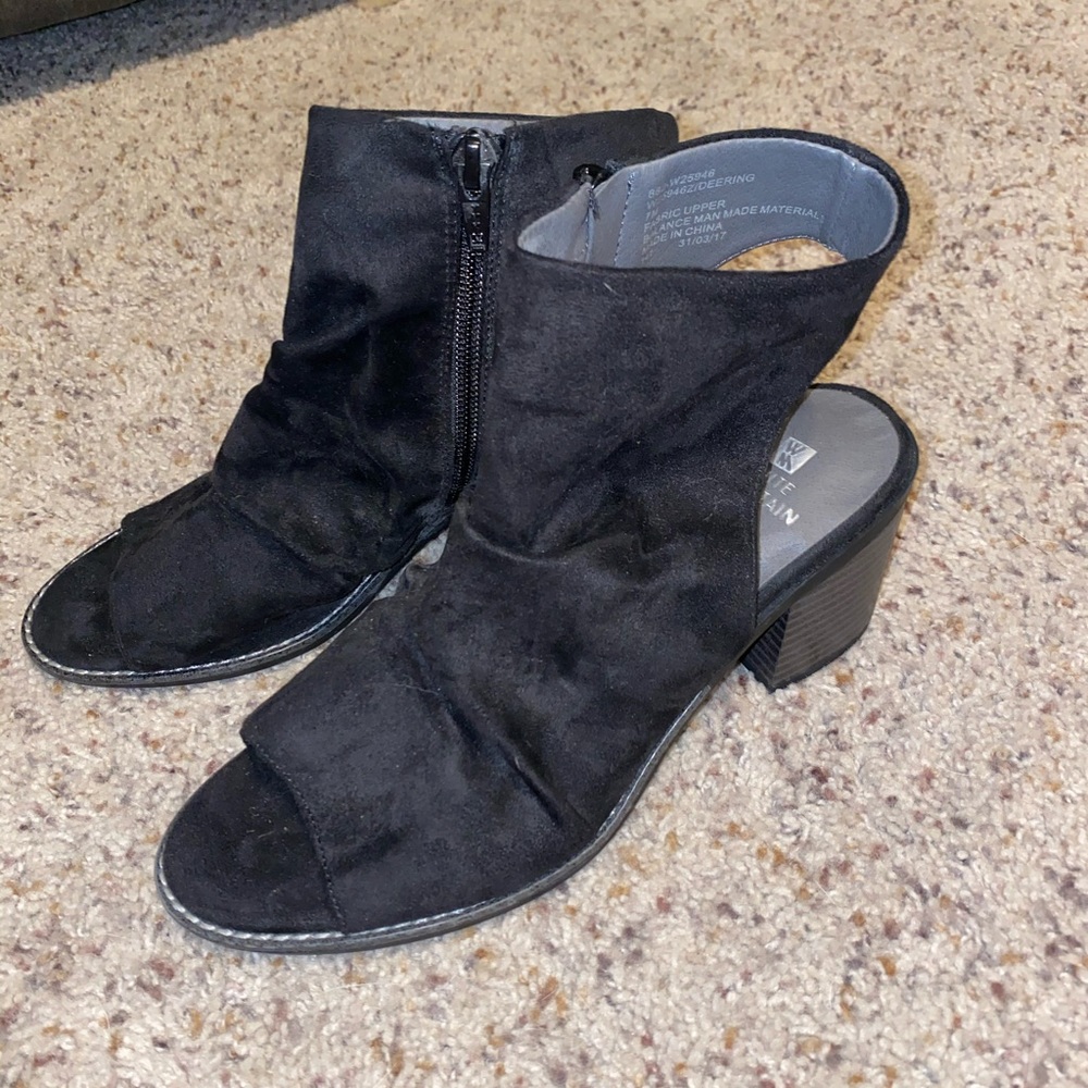 Black velvet sandals